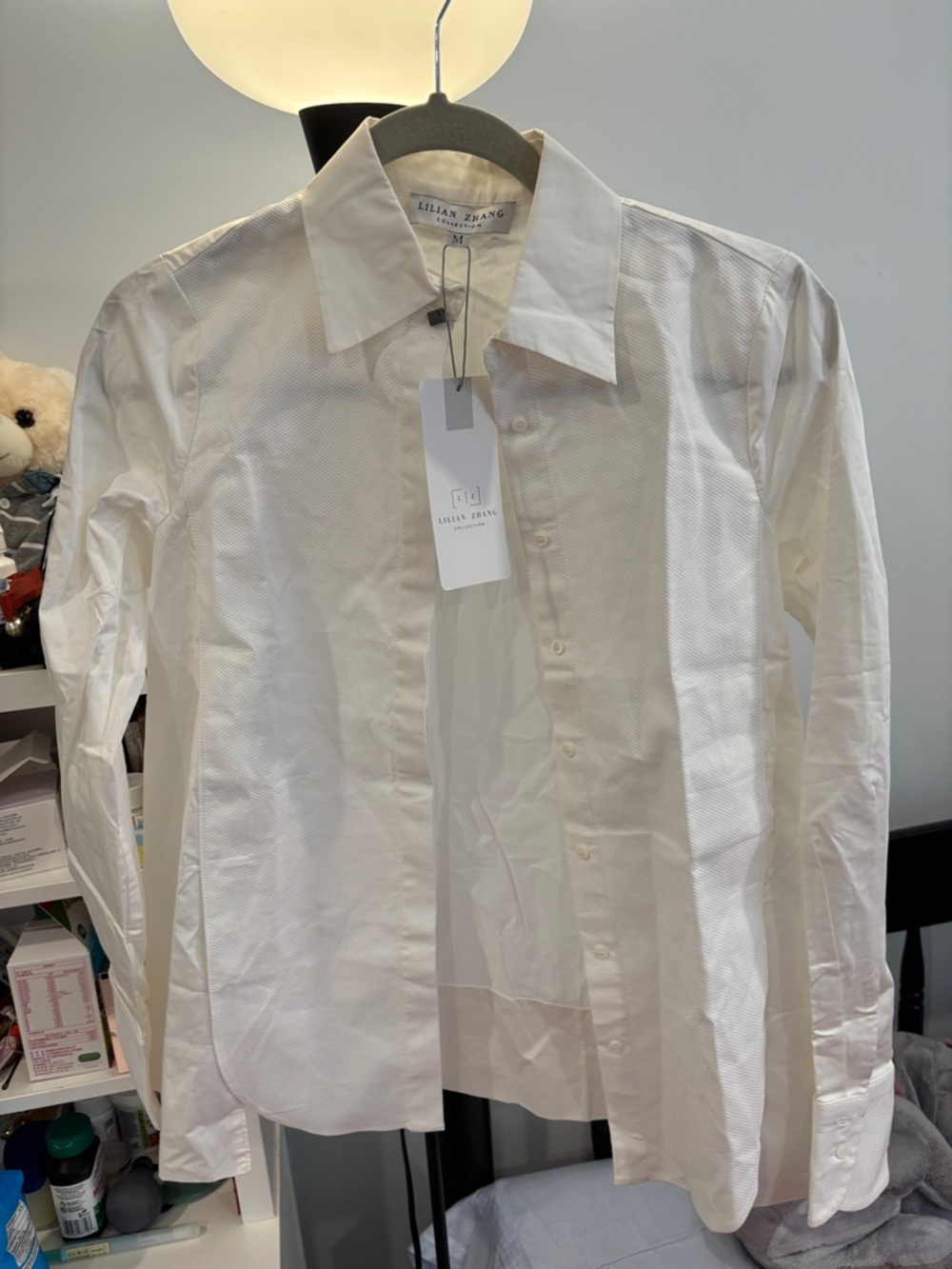 Men's White Long-Sleeve Dress Shirt